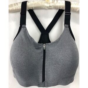 All in Motion Sports Bra Size 34C High Support Wirefree Zip Front Wick Gray B22